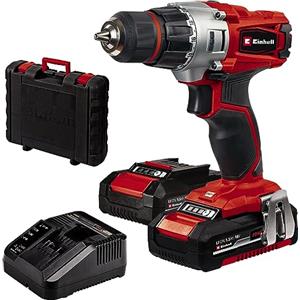 Einhell TE-CD 18/2 Li Kit (2x1,5 Ah) Trapano avvitatore a batteria (18 V, 2 velocità, vel. 1 giri min. 0-350, vel 2 giri min. 0-1250, torsione 44Nm, incl. Batteria da 1,5 Ah e caricabatteria)