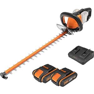 WORX WG284E.1 Tagliasiepi a batteria 40 V (2 x 20 V) - 60 cm Dual Lame di taglio per tagli puliti e uniformi - Distanza tra i denti 27 mm - Leggero e stabile - Protezione mani - Include 2 batterie da