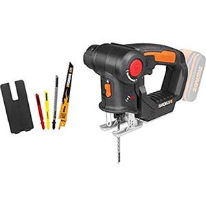 Worx WX550.9 Seghetto Alternativo Combinato a Batteria 20V, Testa Girevole, 3.000 giri/min, Power Share Dispositivo di Base - Solo Corpo Macchina