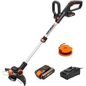 WORX WG163E Decespugliatore Tagliabordi a Batteria 20V, stelo in Alluminio regolabile , Rasaerba Elettrico da Giardino, Diametro Taglio 30 cm e filo da 1.65 mm - 2 Batterie Incluse