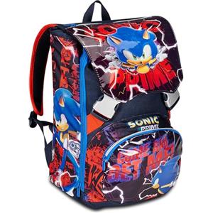 Seven Zaino Scuola Estensibile SONIC PRIME - Rosso Blu - Zaino Doppio Scomparto Sdoppiabile Tramite Zip e Con Tasca Porta Borraccia, Zaino Bambino