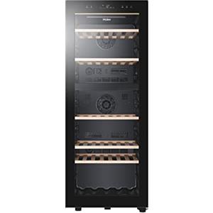 Haier Wine Bank 50 Series 5 HWS79GDG Cantinetta Vino, 77 Bottiglie, App hOn, Vetro Anti-UV, Ripiani in Legno, Luce LED, Classe G, 49,5x58x127 cm, Nero