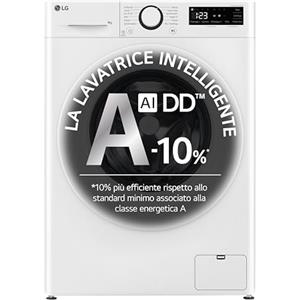 LG AI DD F2R3S09AIDD Lavatrice Slim a Carica Frontale 9kg Serie R3, Lavatrice Classe A -10%, 1200 giri, AI Wash, Motore Inverter Direct Drive, Smart Diagnosis, Libera installazione, Bianca