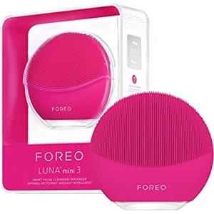 FOREO LUNA mini 3 Spazzola pulizia viso - Compatto - Massaggio viso hi-tech, silicone ultraigienico - Pulizia semplice - Detergente viso hi-tech - Collegabile tramite app - Fuchsia