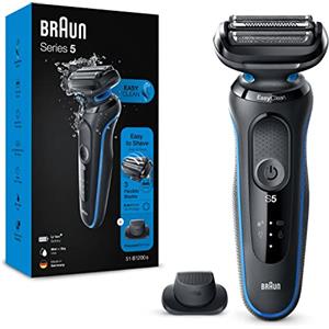 Braun Series 5 Regolabarba Uomo, Rasoio Elettrico Barba, Rifinitore Di Precisione EasyClick, EasyClean, Wet&Dry, Ricaricabile, Rasoio A Lamina Senza Fili, Idea Regalo 51-B1200s Blu