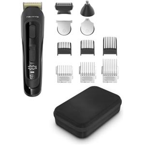 Rowenta Selectium Xpert 12 in 1 Rasoio Barba Viso Uomo Lame in Acciaio Inox con Rivestimento Titanium 32 regolazioni Autonomia 120 Minuti Vanity Anti-Shock TN9461F4, Nero