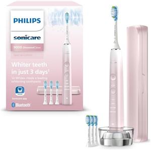 Philips Sonicare DiamondClean 9000 spazzolino elettrico sonico con app, sensore di pressione, 4 modalità di spazzolamento, 3 livelli di intensità, supporto di ricarica, rosa, modello HX9911/79