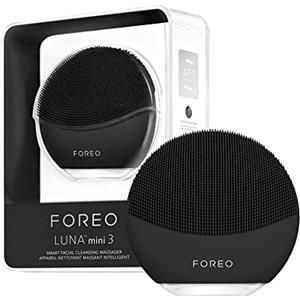 FOREO LUNA mini 3 Spazzola pulizia viso - Compatto - Massaggio viso hi-tech, silicone ultraigienico - Pulizia semplice - Detergente viso hi-tech - Collegabile tramite app - Midnight