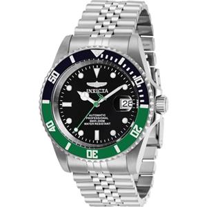 Invicta Pro Diver - Orologio da uomo in acciaio inossidabile con movimento automatico - 42 mm, Argento / Verde