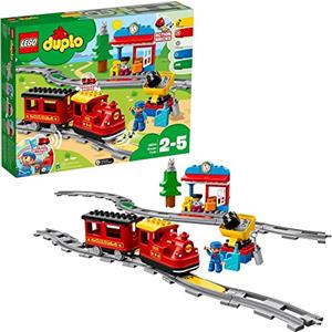 LEGO DUPLO Treno a Vapore, Giochi per Bambini e Bambine da 2 a 5 Anni, Playset Push & Go a Batterie con Luci e Suoni, Giocattolo da Costruire con Mattoncini Colorati e Funzione RC, Idee Regalo 10874