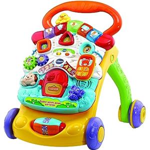 VTech Super Primi Passi Parlante 2 in 1 - Arancione, Primi Passi per Bambini con Sensore di Movimento e Sistema Frenante, Maniglia, Gioco Bambino con Animali e Numeri, Batterie Incluse, 9-36 Mesi