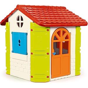 FEBER Feber House Casetta da Giardino per Bambini, Blu, Rosso, Arancio e Verde, Robusta e Sicura, Casetta per Bambini per Giochi all'Aperto, da 2 a 6 Anni