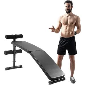 COSTWAY Panca Curva per Addominali Panca Palestra Multifunzione, Pieghevole e Inclinabile, per Sit Up, Acciaio Inox, Nero