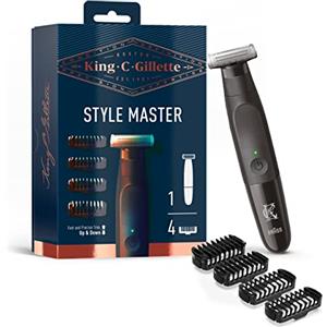 King C. Gillette Style Master, Regolabarba Uomo Senza Fili Per Regolare, Rifinire E Radere La Barba Incolta Con Lama 4D E 4 Pettini Da 1, 2, 3 e 5 mm