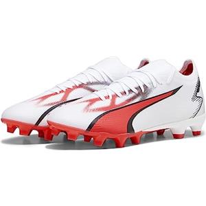 PUMA Ultra Match Fg/AG, Scarpe da Calcio Unisex-Adulto, Bianca Nero Fire Orchid, 46 EU