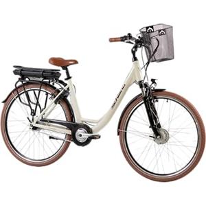 F.lli Schiano E- Moon Trek Series, Bicicletta elettrica Unisex Adulto, Bianco Antico, 28 Pollici