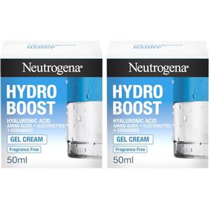 Neutrogena Hydro Boost Crema Gel, Crema idratante viso in gel leggero, Crema viso Acido Ialuronico per un'idratazione intensa, Ideale per pelle secca e sensibile, 2 x 50 ml - Esclusiva Amazon