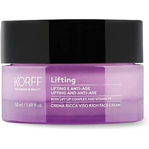 Korff Lifting Crema Viso Ricca, Effetto Lifting con Lift Up Complex e Vitamina PP, Texture Confortevole e Idratante per Pelli Secche, Formato 50ml