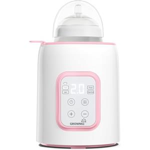 GROWNSY Scaldabiberon, Sterilizzatore Biberon 8 in 1 lcd Controllo Accurato Della Temperatura Per Latte Materno,Riscaldatore Di Alimenti Per Bambini Veloce e Scongelamento Scalda Senza Bpa Con Display (Rosa)