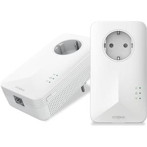 STRONG - Powerline 1000 Duo EU - 2 Adattatori 1000 Mbps - Accesso a Internet Veloce - Presa Passante Schuko - Portata di 300m - Per Tutti i Modem/Router - Ethernet - Installazione Facile - Bianco