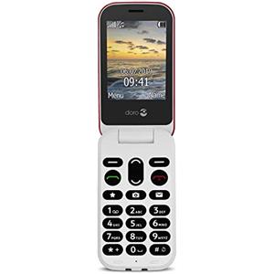 Doro 6040 Telefono Cellulare per Anziani 2G a Conchiglia con Tasti Grandi, Pulsante SOS con GPS Integrato e Base di Ricarica (Rosso) [Versione Italiana]