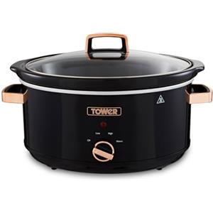 Tower T16019RG Slow Cooker Infinity con 3 Impostazioni di Cottura e Funzione Keep Warm per il Mantenimento del Calore, Elettrodomestici Cucina, 6,5 L, 270 W, Nero e Oro Rosa