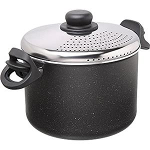 Moneta Etnea Cuocipasta con coperchio di chiusura, casseruola per spaghetti, lavabile in lavastoviglie, 22 cm (non compatibile con induzione)