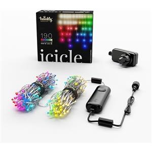 Twinkly Icicle 190 LED RGB+Bianco, Luci a Cascata LED Esterno e Interno, Luci Smart Multicolore RGB e Bianco, Compatibile con Alexa, Google Home, IP44, Controllo App, Filo Trasparente, 5.5m