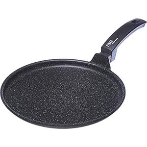 Moneta Piastra Alluflon Etnea, antiaderente in alluminio effetto pietra, 24 cm, nera (non a induzione)