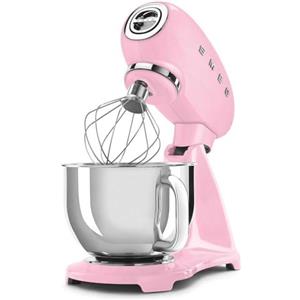 Smeg, Impastatrice Planetaria SMF03PKEU, 10 Livelli di Velocità, Funzione Smooth Start, Ciotola da 4,8 L, Sicurezza Blocco Motore, 3 Fruste, Gancio e Coperchio in Dotazione, 800W, Rosa