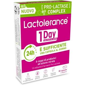 Lactolérance Lactolerance 1Day I Precursore della lattasi I Protezione 24 ore - 1 capsula al giorno | Migliora la digestione del lattosio | Qualsiasi livello di intolleranza | Trattamento microbiotico di 1 mese