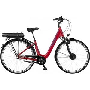 Fischer Cita 1.0, E-Bike Bici Elettrica Donna Uomo RH 44cm Motore Anteriore 32Nm Batteria 36V, Rosso Lucido, 71 cm