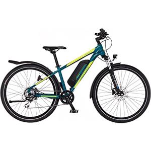 Fischer Terra 2.1 Junior, Bicicletta elettrica per Ragazzi | RH Motore Posteriore 45 NM | Batteria 48 V E-Bike ATB, Verde Lucido, Altezza Telaio 38 cm