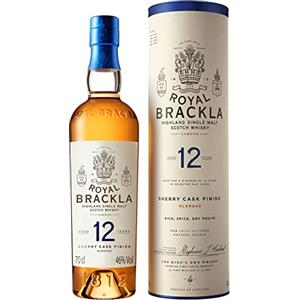 Royal Brackla 12 Anni Highland Scotch Single Malt Whisky, 46% Vol., 70 cl / 700 ml, con astuccio regalo, affinato in botti di Sherry Oloroso