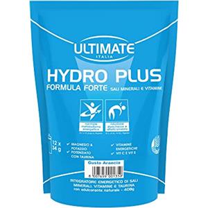 Ultimate Italia - Hydro Plus - 408g - gusto arancia - integratore idrosalino a base di magnesio e potassio ad assorbimento rapido, arricchito con vitamine e taurina