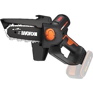 WORX Nitro Mini Motosega potatore a batteria WG325E.9, Motore Brushless, lubrificazione automatica, leggera e compatta, Motosega Elettrica, PowerShare 20V, senza batteria e caricabatterie