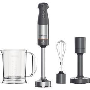 Kenwood Triblade XL+ Frullatore ad Immersione, Mixer, Asta in Acciaio Removibile, Dotato di Frusta a Filo, Schiacciaverdure e Bicchiere Graduato con Manico da 0,75L, Potenza 1000watt,Grigio