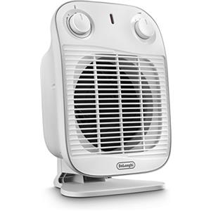 De'Longhi HFS50A20.WH Termoventilatore, Silenzioso e leggero, 2 livelli di potenza, ventilazione estiva, protezione antigoccia, maniglia, dispositivo di sicurezza, luce, protezione antigelo, Bianco