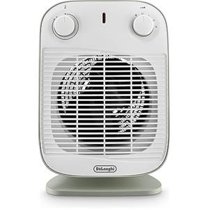 De'Longhi HFS50B20.GR Termoventilatore, Silenzioso e leggero, 3 livelli di potenza, ventilazione estiva, protezione antigoccia, maniglia, dispositivo di sicurezza, luce, protezione antigelo, Salvia