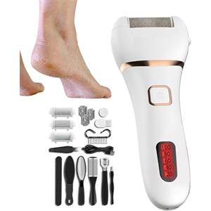 Generic Kit professionale per rimozione calli elettrico - per piedi a velocità regolabile con display LCD e ricarica USB | Strumento portatile ricaricabile per pedicure per pelle dura morta e secca,