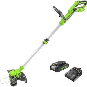 Greenworks 24V Tagliabordi a Batteria per Giardini Piccoli e Medi, Ampiezza di Taglio 30cm, Filo di Nylon da 1,65mm con Autofeed, Batteria 24V 2Ah e Caricabatterie, Garanzia 3 Anni G24LT30K2