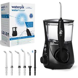 Waterpik Idropulsore Dentale Ultra Professional con 7 Testine e Sistema Avanzato di Controllo della Pressione con 10 Impostazioni, Strumento di Rimozione della Placca Dentale, Nero (WP-662EU)