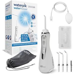 Waterpik Idropulsore Portatile, 3 Impostazioni di Pressione, Assicura la Rimozione della Placca Dentale ed è Utilizzabile in Viaggio o in Bagni Piccoli, Batteria Ricaricabile, Bianco (WP-580EU)