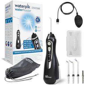 Waterpik Idropulsore Dentale Portatile, 3 Impostazioni di Pressione, Assicura la Rimozione della Placca Dentale ed è Utilizzabile in Viaggio o in Bagni Piccoli, Batteria Ricaricabile, Nero (WP-582EU)