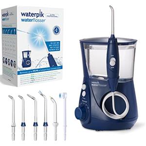 Waterpik Idropulsore Dentale Ultra Professional con 7 Testine e Sistema Avanzato di Controllo della Pressione con 10 Impostazioni, Strumento di Rimozione della Placca Dentale, Blu(WP-663EU)