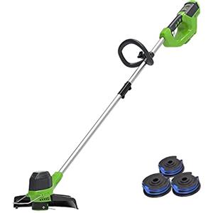 Greenworks Tagliabordi a Batteria G40LT Con 3 Bobine a Doppio Filo (Li-Ion 40V Larghezza Taglio 30cm 7000rpm Girevole e Testa del Motore Inclinabile Guida in Alluminio senza Batteria e Caricabatterie)