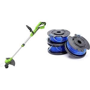 Greenworks 24V Tagliabordi a Batteria per Giardini, Ampiezza di Taglio 30cm, Filo di Nylon da 1,65mm con Autofeed, SENZA Batteria 24V e Caricabatterie, G24LT30 + Greenworks 4.8m Bobina a Filo Singolo