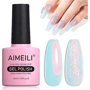 AIMEILI HEMA FREE Pearl Shell Smalto per Unghie, Bianco Perlato Smalto Semipermanente per Unghie Glitter Shimmer Mermaid Gel Soak Off UV LED Effetto Perla e Effetto Spirale - (170) 10ml