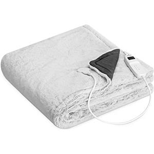 Navaris Coperta Termica Matrimoniale 180x130cm - Termocoperta Elettrica 9 Livelli Riscaldamento - Scaldaletto Spegnimento Automatico - Peluche Grigio