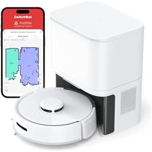 SwitchBot K10+ Robot Aspirapolvere Lavapavimenti con Mappatura, Mini Robot Aspirapolvere con Base Auto-vuota per 70 Giorni, Navigazione LiDAR, Compatibile con Alexa, WiFi 2.4G